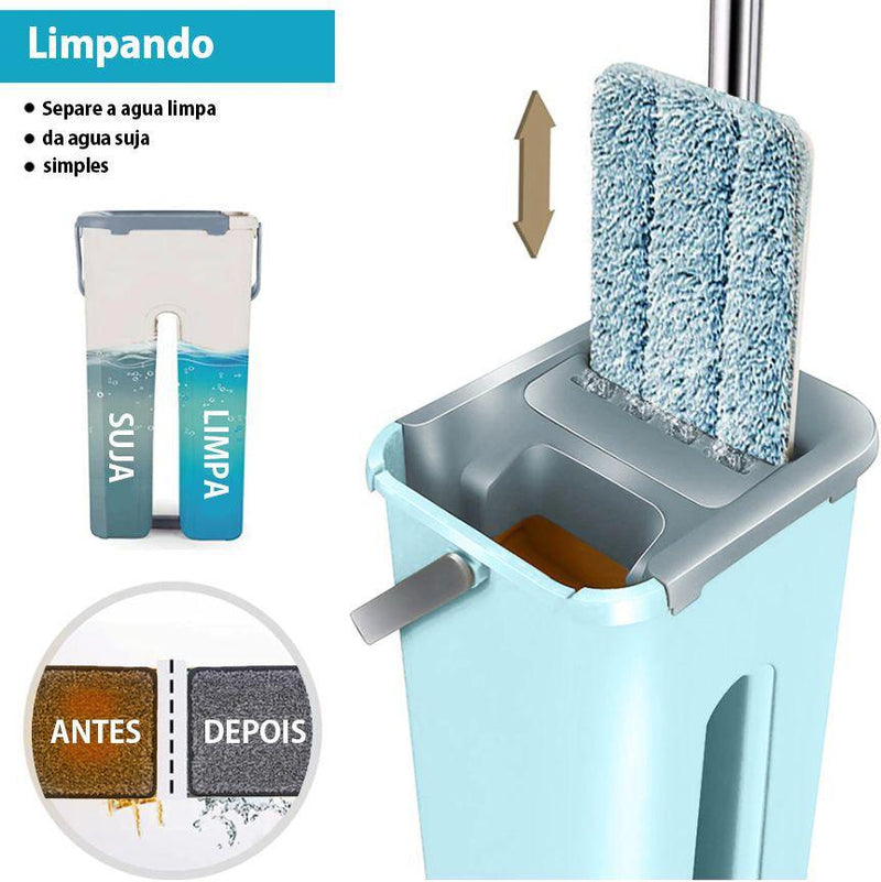 Mop DuoClean 360° - Limpa e Seca sem Sujar as Mãos