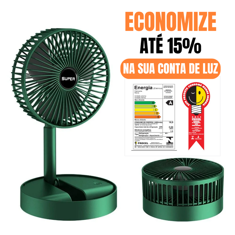 Ventilador Brisa Portátil - Silencioso Inteligente Com Controle Remoto